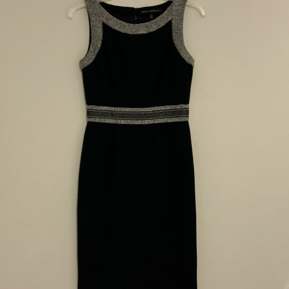 White House Black Market Black and Gray Midi Dress